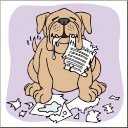 Clip Art: Cartoon Dog Eating Homework Color I abcteach.com ...