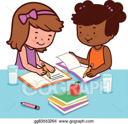 Vector Stock - Students on a desk doing their homework ...