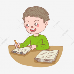 Cartoon Hand Drawn Character Boy Writing Homework, Cartoon ...