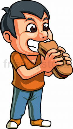 Little Boy Eating Hot Dog Sandwich in 2019 | Cartoon, Free ...