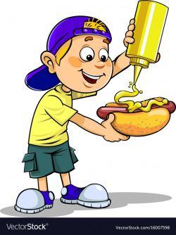 Boy with hotdog