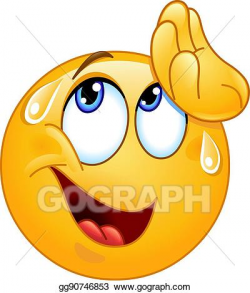 Vector Illustration - Wiping sweat emoticon. Stock Clip Art ...
