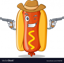 Cowboy hot dog cartoon character