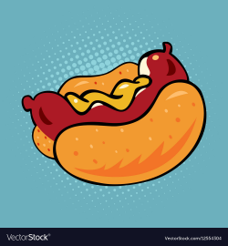 Hot dog fast food pop art retro style