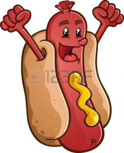 hot dog: Hot Dog Cartoon Character With Emblem and ...