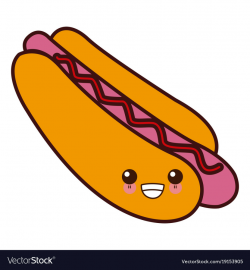 Hot dog fast food kawaii cute cartoon