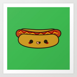 Yummy kawaii hot dog Art Print by peppermintpopuk