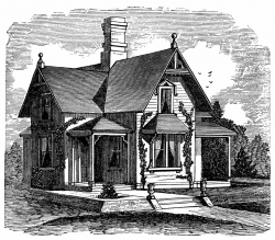 black and white clipart, Victorian cottage image ...