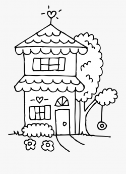 House Clipart Black And White - Black And White Cute House ...