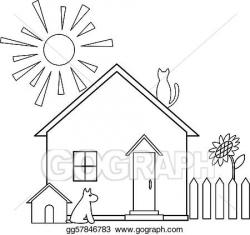 Vector Art - Small house, contours. Clipart Drawing ...