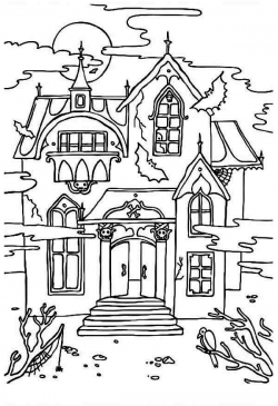 Free Printable Haunted House Coloring Pages For Kids | House ...