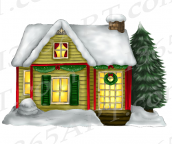 Christmas House Clipart, Watercolor House Clip Art PNG - I 365 Art