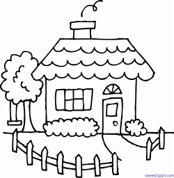 Cute House 1 Coloring Page Clip Art - Sweet Clip Art