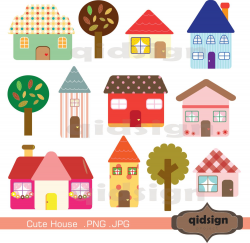 Cute House Clipart Personal and Commercial UseDigital clipart ...