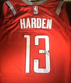 JAMES HARDEN - HOUSTON ROCKETS - HAND SIGNED ROCKETS NBA LOGO JERSEY - W/  COA