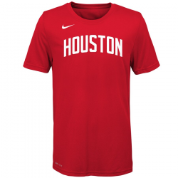Youth Houston Rockets Nike Red Earned Edition Logo Essential T-Shirt