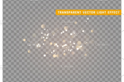 Light effect gold bokeh with transparent background
