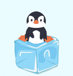 Cute Penguin on ice cube - Download Free Vectors, Clipart ...