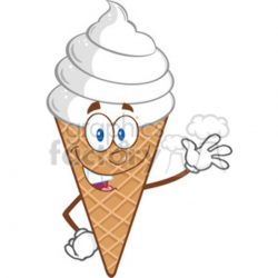Royalty Free RF Clipart Illustration Ice Cream Cartoon Mascot Character  Waving clipart. Royalty-free clipart # 395746