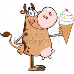 Royalty Free RF Clipart Illustration Happy Brown Cow Cartoon Mascot  Character Holding A Ice Cream clipart. Royalty-free clipart # 395577