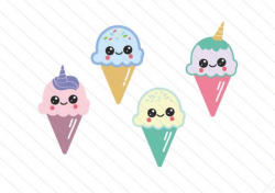 Ice Cream Svg. Kawaii Ice Cream Clipart
