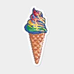 Unicorn Rainbow Ice Cream, 80\'s Pixel Game Graphics Sticker By  InfaredDesigns Design By Humans