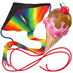 aGreatLife Large Rainbow Kites Bundle - Beautiful Rainbow and Ice Cream  Includes Ebooks for How to Assemble and Fly a Kite, Spool and Strings -  Double ...