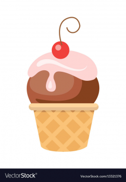 Sweets of ice cream cone with cherry