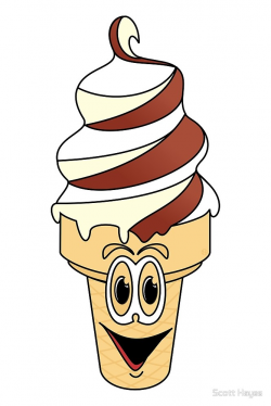 Swirl Ice Cream Cone Cartoon\