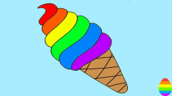 Learn Colors with Rainbow Ice Cream Cone Popsicle Coloring Pages (17)  Educational Video for Kids