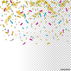Falling color confetti on transparent background. Vector ...