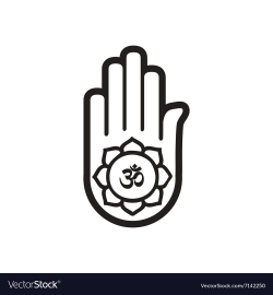 Stylish black and white icon Indian om sign on