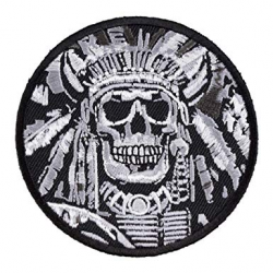 Amazon.com: Indian Chief Skull Black & White Patch, Indian ...