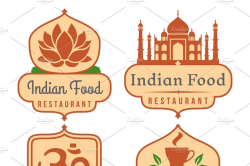 Indian food vector logo set