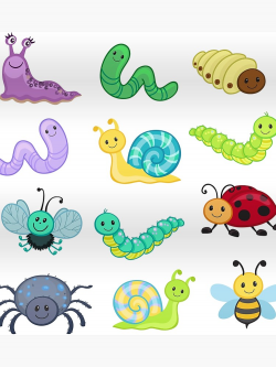 Big Bundle set. Bugs clipart, Cute Bugs. | Poster