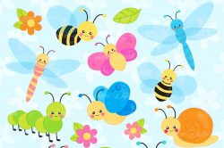 Cute Garden bugs Clipart ~ Illustrations ~ Creative Market