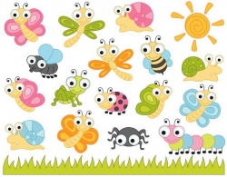 Cute Bugs Clip Art, Insects Clipart, Ladybug, Snail ...