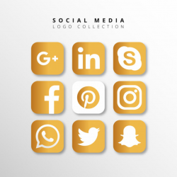 Golden social media logo collection Vector | Free Download