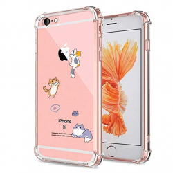 iPhone 6S Case, Ultra Transparent Thin Slim Gel Soft TPU Bumper Shockproof  Cute Funny Cases Crystal Clear with Design Cartoon Cat Animal Print ...