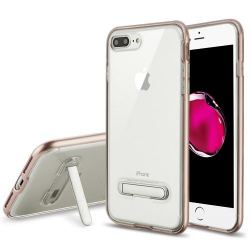 Rose Gold/Transparent Clear Hybrid Protector Cover (with Magnetic Metal  Stand) for APPLE iPhone 8 Plus/7 Plus