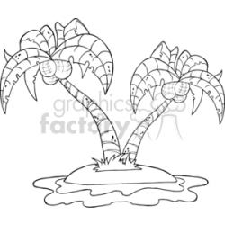 black and white tropical island clipart. Royalty-free clipart # 382138