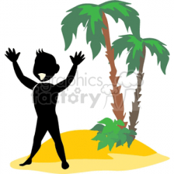 Man stuck on island yelling for help clipart. Royalty-free clipart # 162080