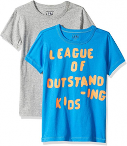 Amazon/ J. Crew Brand- LOOK by crewcuts Boys\' 2-Pack Graphic/Solid Short  Sleeve T-Shirt
