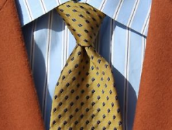 Details about J. Crew Gentleman\'s Gold, Navy Blue, & Red Diamond Foulard  Silk Tie - USA