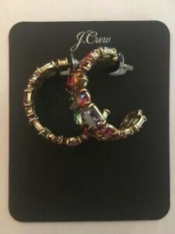 Details about NWT J Crew Crystal Cluster Hoop Statement Earrings Multi  Color #L1887 Retail $65