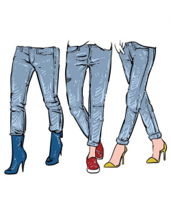 Drawing women\'s fashionable jeans. clipart commercial use ...