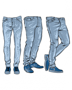 Hand drawn fashion design men\'s jeans. clipart commercial ...