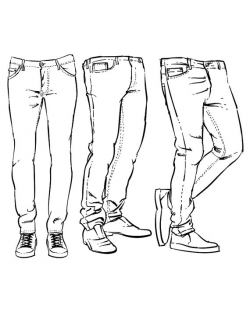 Hand drawn fashion design men\'s jeans outline. clipart ...
