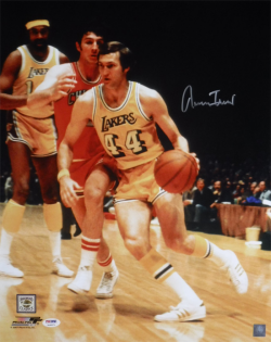 Jerry West Autographed Los Angeles Lakers 16x20 Photo (Dribbling) JSA