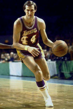 Jerry West, the man on the NBA logo doing his classic pose ...